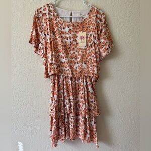 Entro Wild Patterned Dress in Orange and White